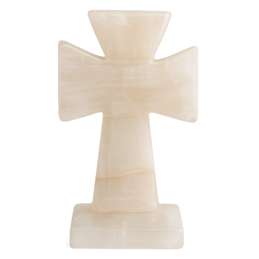 Handcrafted White Onyx Cross – Natural Stone Home Décor (10 cm)